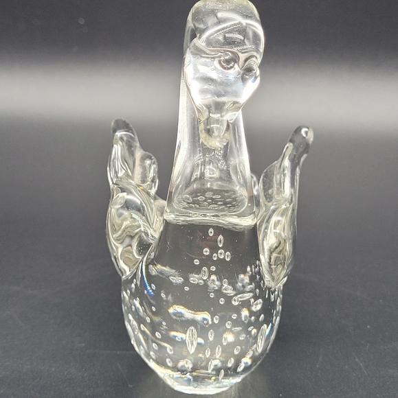 Clear Art Glass Swan With Bulicante - Picture 2 of 9